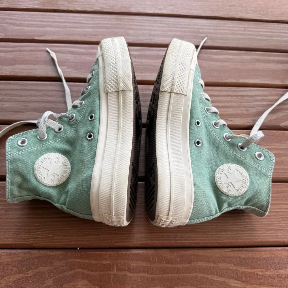Converse Chuck Taylor All Star Lift Hi Sage Green Platform Sneakers Womens 6 - Picture 6 of 9